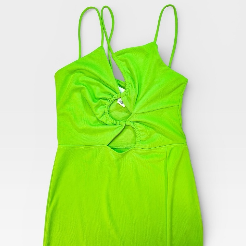 NWOT H&M Neon Bright Green Maxi Dress XSMALL - Picture 2 of 6